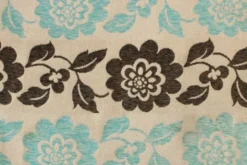 Jacquard Gobelin - Big Brown and Blue Flowers on Beige