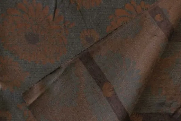 jacquard gobelin - Big Brown Flowers on Steelblue