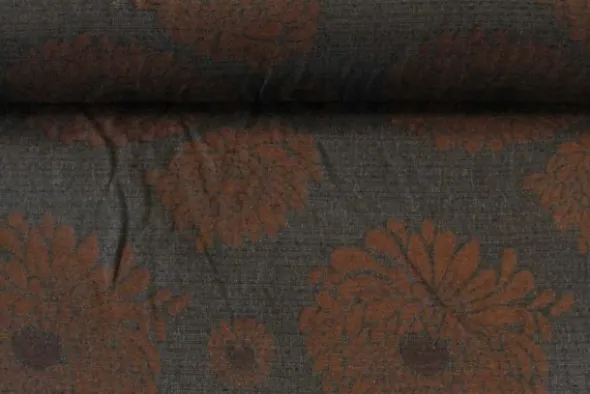 jacquard gobelin - Big Brown Flowers on Steelblue