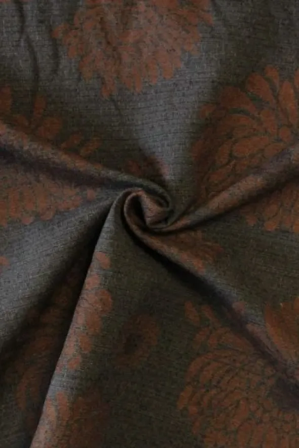 jacquard gobelin - Big Brown Flowers on Steelblue