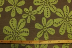 Jacquard Gobelin - Big Flowers Green/Taupe