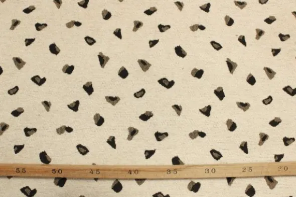 Jacquard Gobelin - Black/Beige Spots on Creme