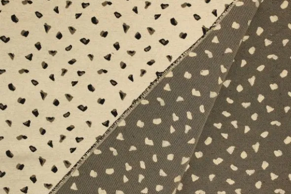 Jacquard Gobelin - Black/Beige Spots on Creme