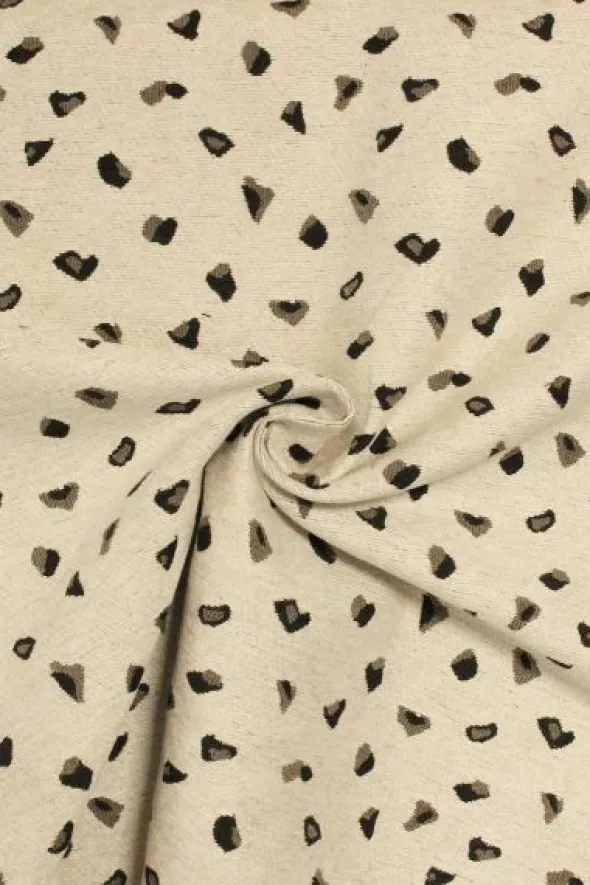 Jacquard Gobelin - Black/Beige Spots on Creme