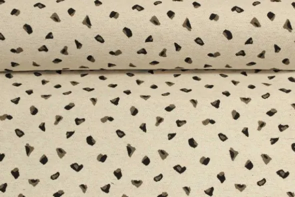 Jacquard Gobelin - Black/Beige Spots on Creme