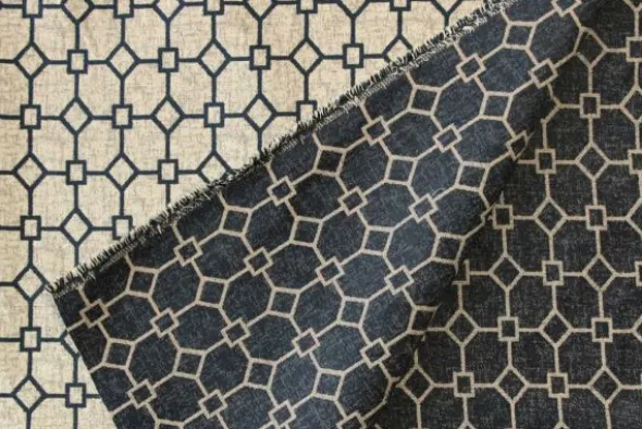 Jacquard Gobelin - Blue/ Light Grey Design