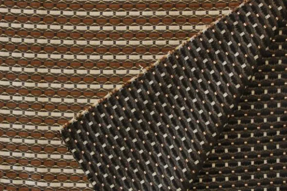 jacquard gobelin - Brown/Beige Stripes on Black