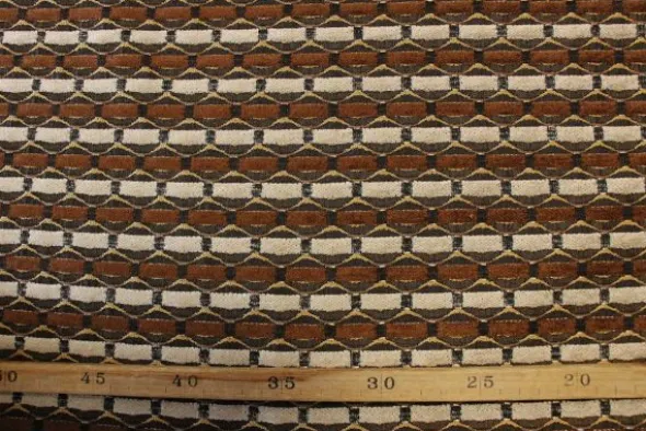 jacquard gobelin - Brown/Beige Stripes on Black