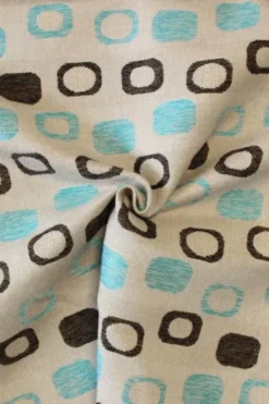 jacquard gobelin - Dark Brown/Blue Circles on Beige