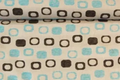jacquard gobelin - Dark Brown/Blue Circles on Beige