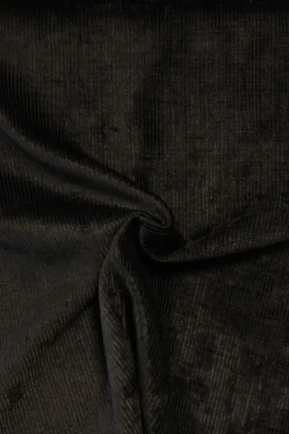 Jacquard Gobelin - Deep Black Velvet Stripes