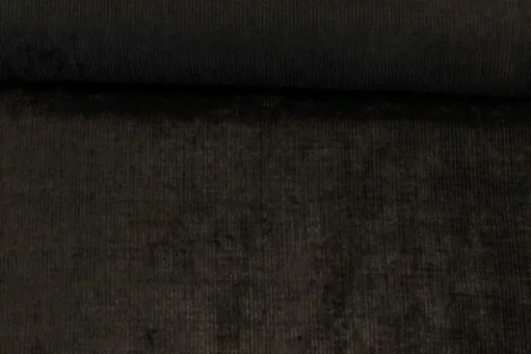 Jacquard Gobelin - Deep Black Velvet Stripes