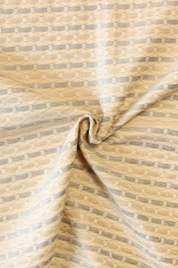 jacquard gobelin - Grey/Beige Stripes on Creme