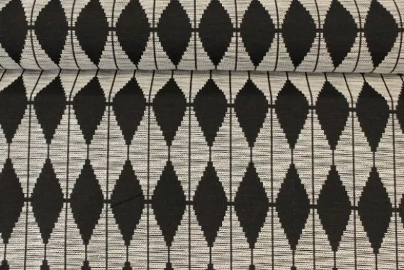 Jacquard Gobelin - Off White/Black Design