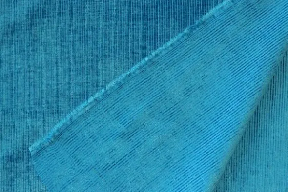 Jacquard Gobelin - Petrol Blue Velvet Stripes