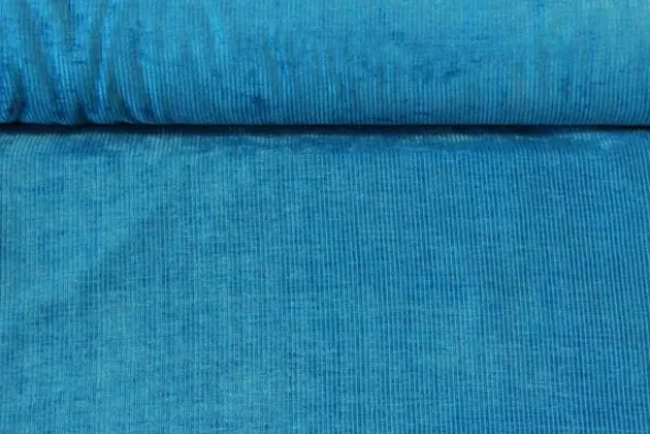 Jacquard Gobelin - Petrol Blue Velvet Stripes