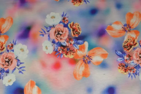 Jogging - Orange/White/Blue Flowers on Aquarel