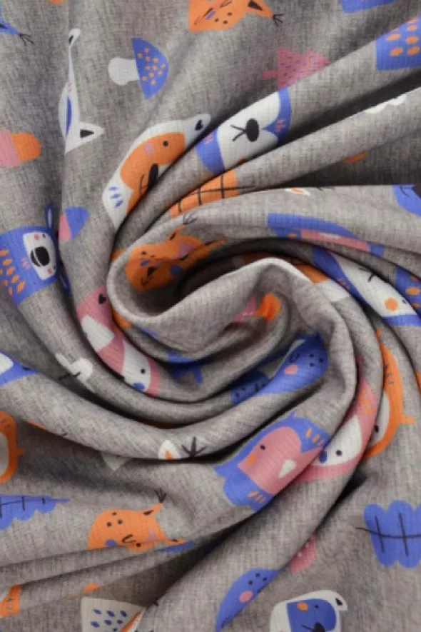 Jogging - Pink/Blue Wood Animals on Grey