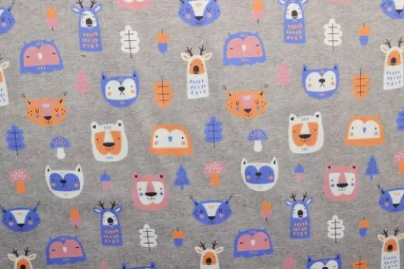 Jogging - Pink/Blue Wood Animals on Grey