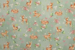 Katoen - Baby Deer in Nature on Vintage Green