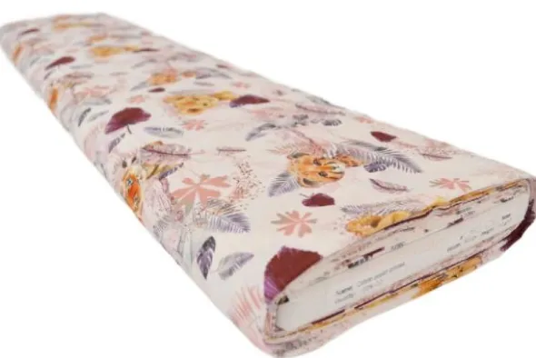 Katoen - Baby Safari Animals White/Bordeaux/Pink