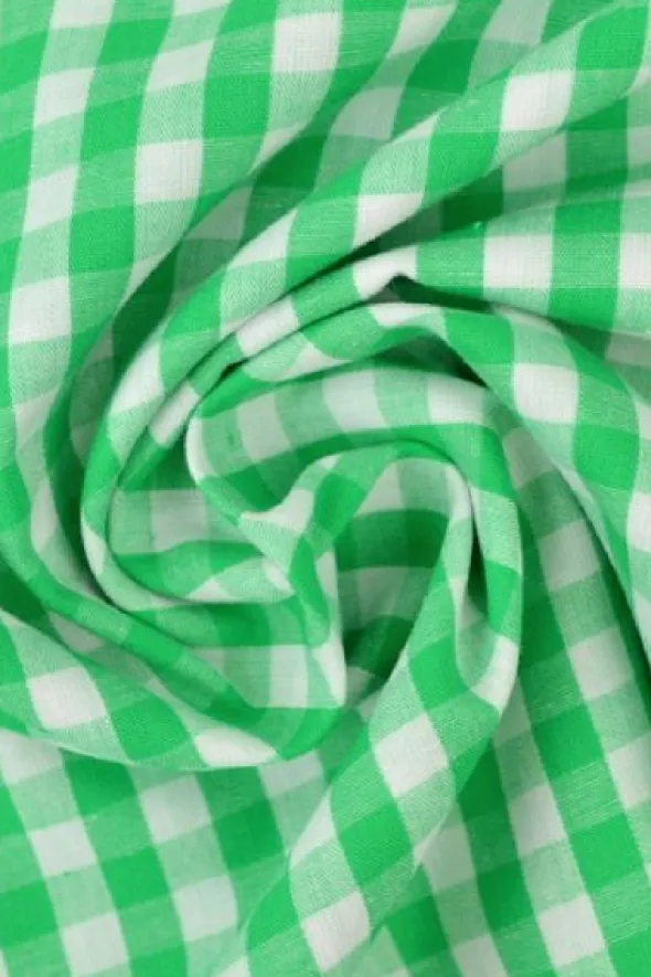 Katoen - Boerenruit Groot 6.5mm - Grasgroen