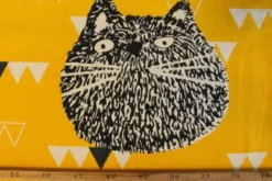 Katoen Canvas - Big Cat Faces on Yellow