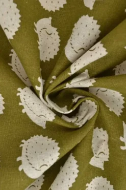 Katoen Canvas - hedgehog White/Olive Green