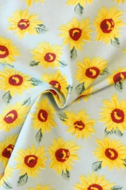 Katoen Canvas - Sunflowers on Light Blue