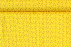 Katoen Canvas - Tiny Pink Flamingos on Yellow