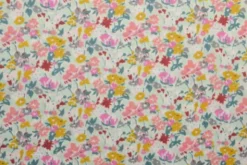 Katoen - Colorful Flowerfield on Light Mint