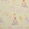 Katoen - Dreamy elephant and Castles on Soft Yellow