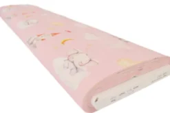 Katoen - Dreamy elephant and Castles on Pink