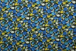 Katoen - Flowers in the Field - Blue on Black