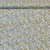 Katoen - Golden and Tiny Blue Flowers on White