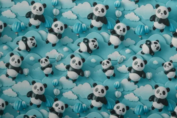 Katoen - Pandas and Air Balloons on Dark Petrol