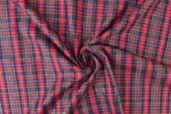 Katoen - Rood/Blauwe Ruit met zilver lurex