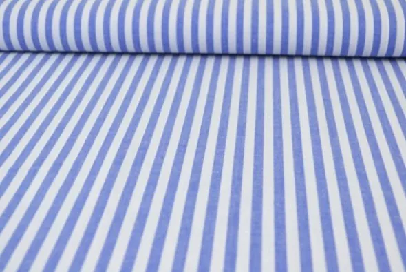 Katoen - Strepen Groot 6.5mm - Blauw