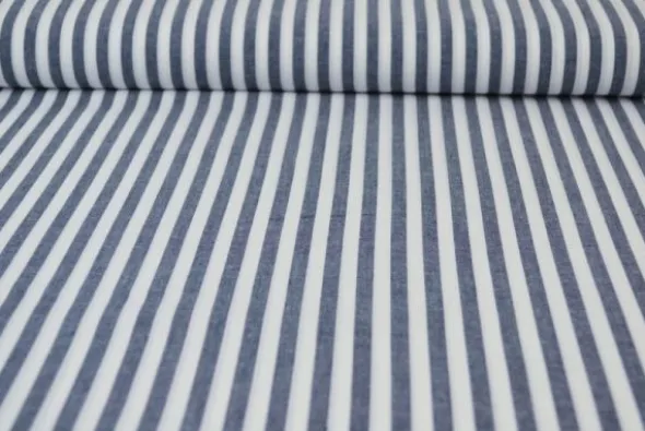 Katoen - Strepen Groot 6.5mm - Navy 14