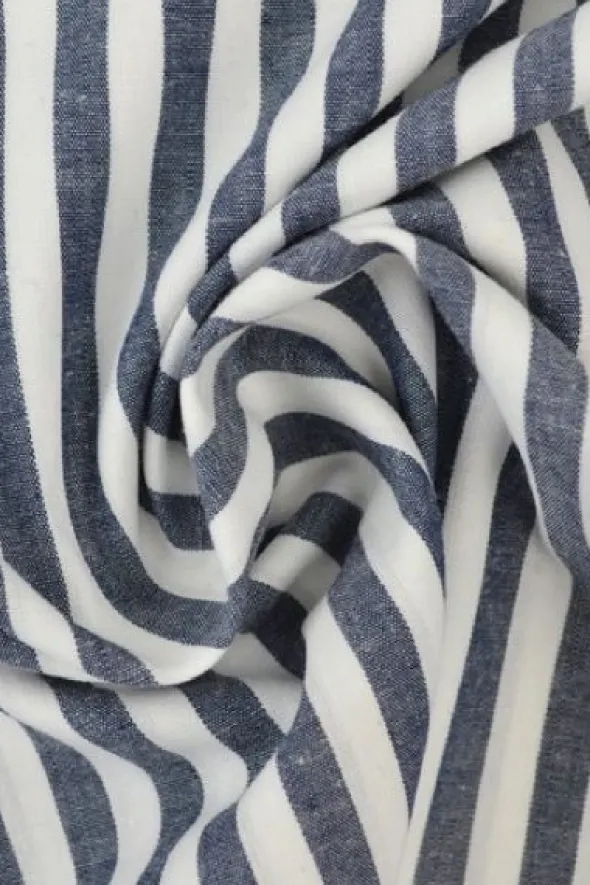 Katoen - Strepen Groot 6.5mm - Navy 14