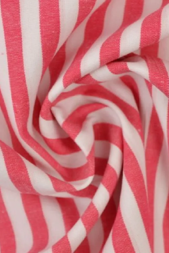 Katoen - Strepen Groot 6.5mm - Zacht Rood