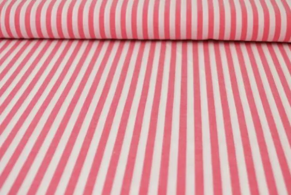 Katoen - Strepen Groot 6.5mm - Zacht Rood