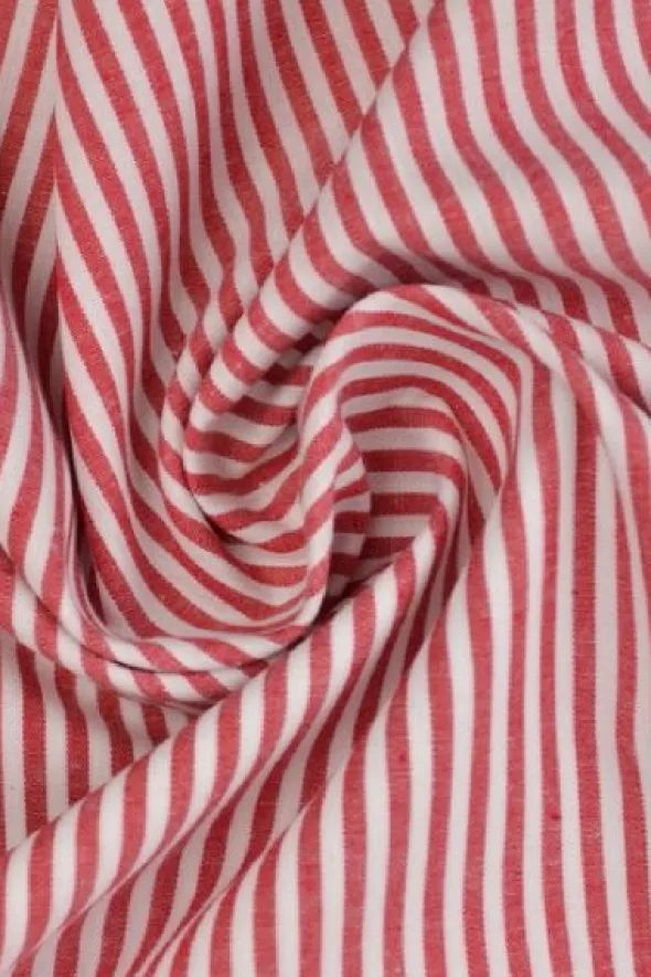 Katoen - Strepen Klein 2.5mm - Rood