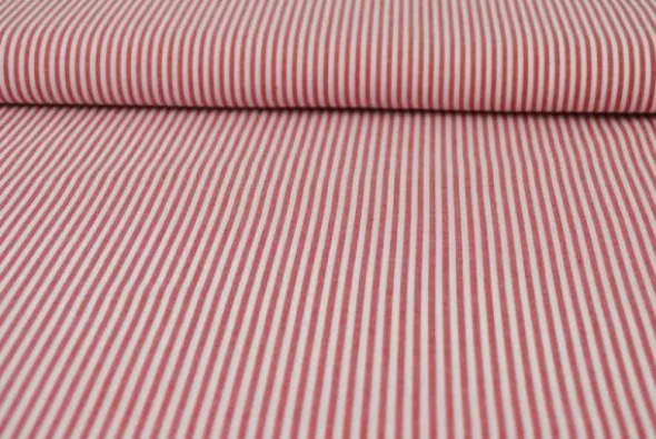 Katoen - Strepen Klein 2.5mm - Rood