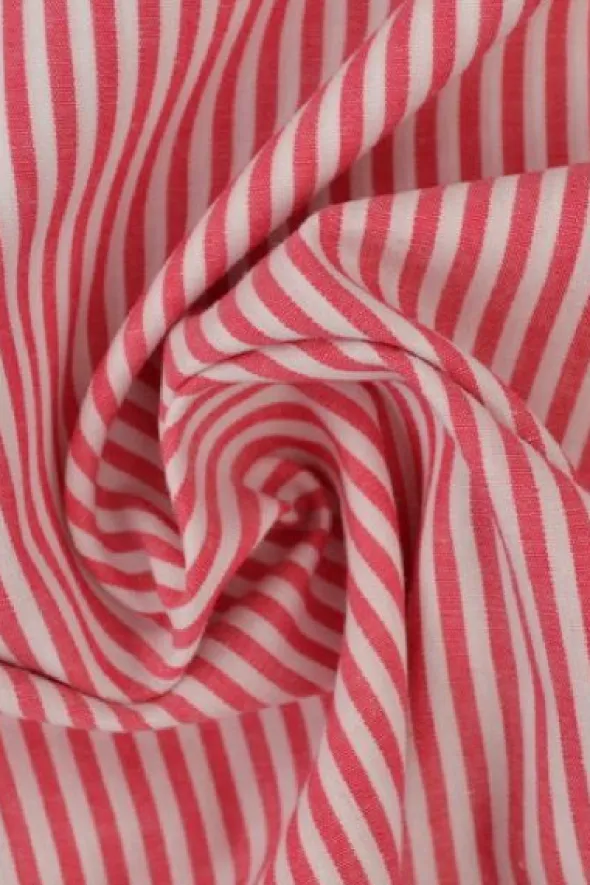Katoen - Strepen Klein 2.5mm - Zacht Rood