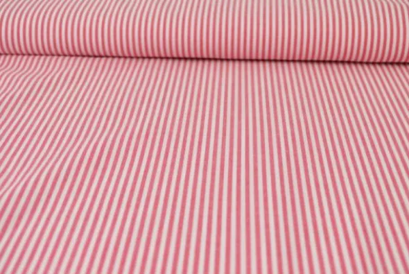 Katoen - Strepen Klein 2.5mm - Zacht Rood