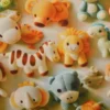 Katoen - Stuffed Sweet Baby Animals on Taupe