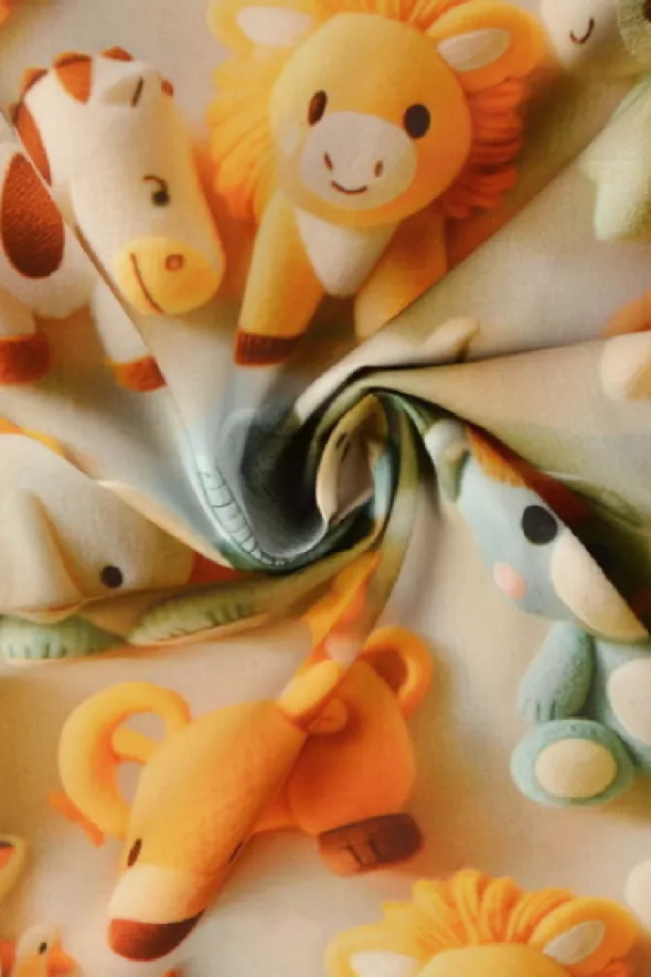 Katoen - Stuffed Sweet Baby Animals on Taupe