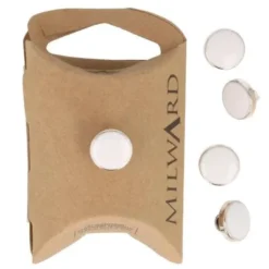 Knoop Milward - dot gouden rand wit 11mm - 5 stuks