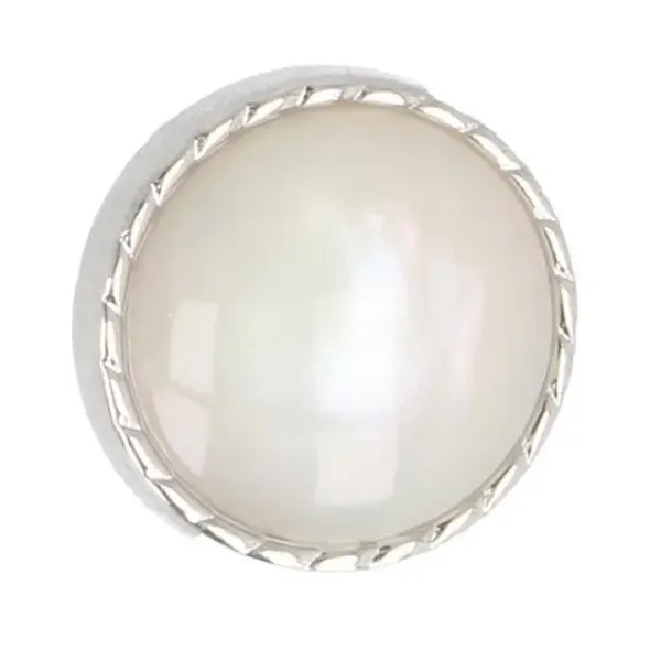 Knoop Milward - dot parel met rand zilver 13mm - 6 stuks